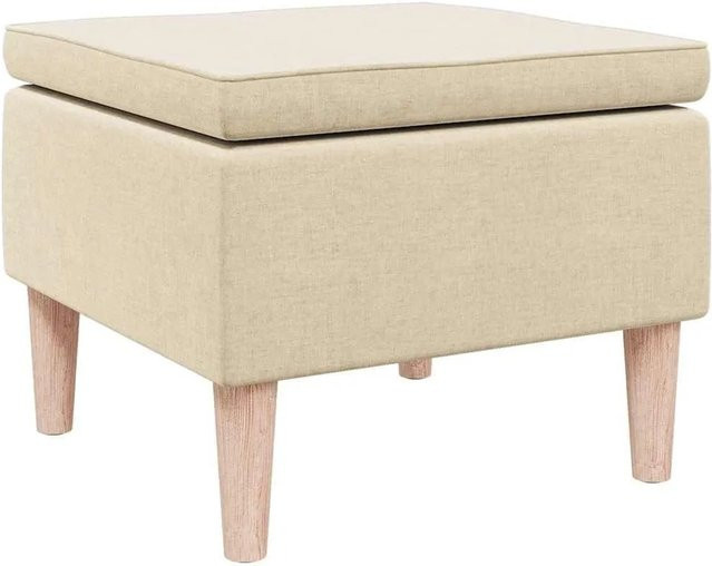 vidaXL Hocker in Creme mit Holzbeinen aus Kautschukbaumholz und Stoffbezug B/T/H: 42 x 42 x 52 cm - Bild 1