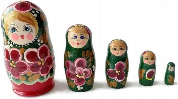 5-teilige Matrjoschka aus Holz im Montessori-Stil von Super Merchant als russische Volkskunst - Bild 1