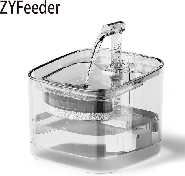 ZYfeeder Automatischer Katzen- und Hundewasserspender mit sichtbarer Filtration, transparent, 2,2 l - Bild 1