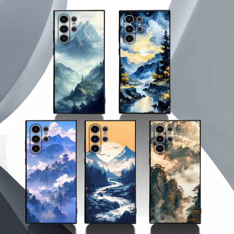 Samsung Galaxy S25 S24 S23 S22 S21 S20 Ultra Plus Handyhülle mit Berg Landschaft Malerei als mattes Softcover in Multicolor - Bild 4