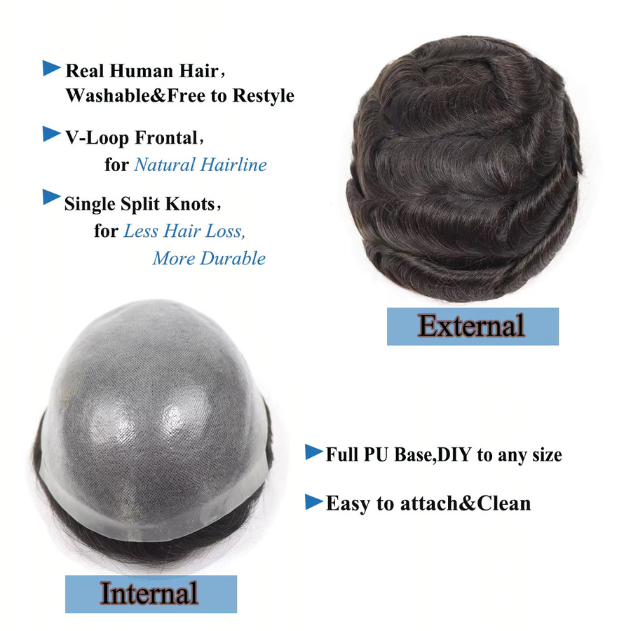 CC YOUNG Poly-Skin-Toupet für Herren, Echthaar-Haarsystem - Bild 2