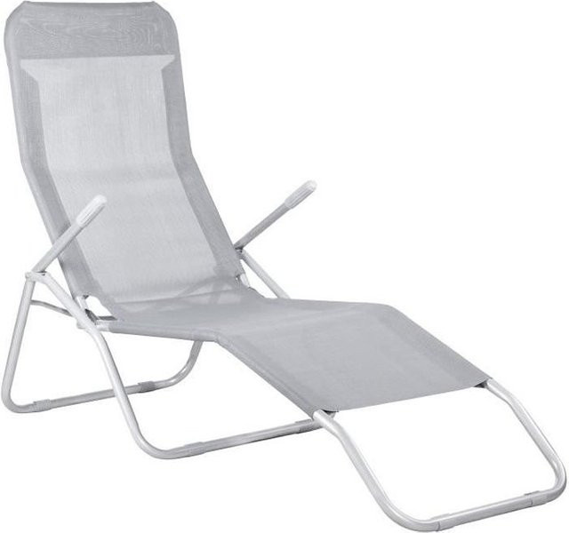 Neigbare Chaiselongue SPRINGOS für den Garten in Grau mit Gleichgewichtsmechanik und Textilene-Bezug - Bild 1