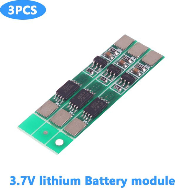 YTDMEN 3er-Set 1S 3,7V Lithium-Ionen-BMS-PCM Batterieschutzplatine Modul mit 3A für 18650 Akkus, Grün - Bild 1
