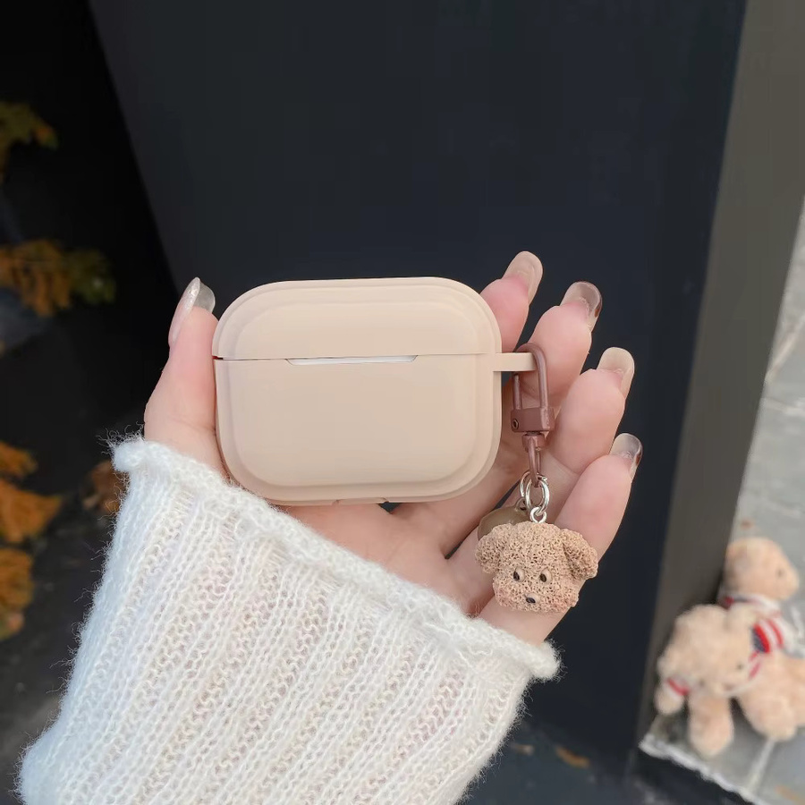 Weiche Silikon-Schutzhülle für Apple AirPods 4, 3, 2, 1 und Pro 2, Pro 3 mit Kaffeehund-Design und Schlüsselanhänger, Paar - Bild 2
