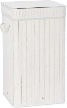 Faltbarer Wäschekorb aus Bambus von Relaxdays mit Deckel in Weiß, B/T/H: 63 x 36 x 36 cm