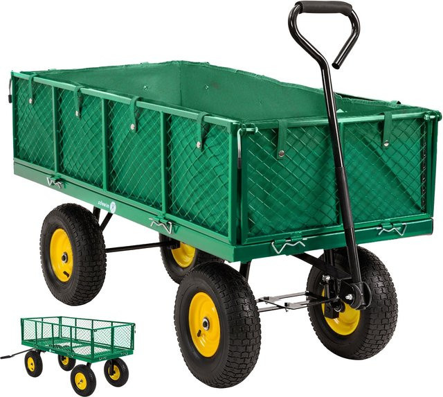 Miweba Bollerwagen MB-700 Transportwagen mit 700 kg Traglast, klappbar, Doppelachse, Stahlrahmen, Grün - Bild 1