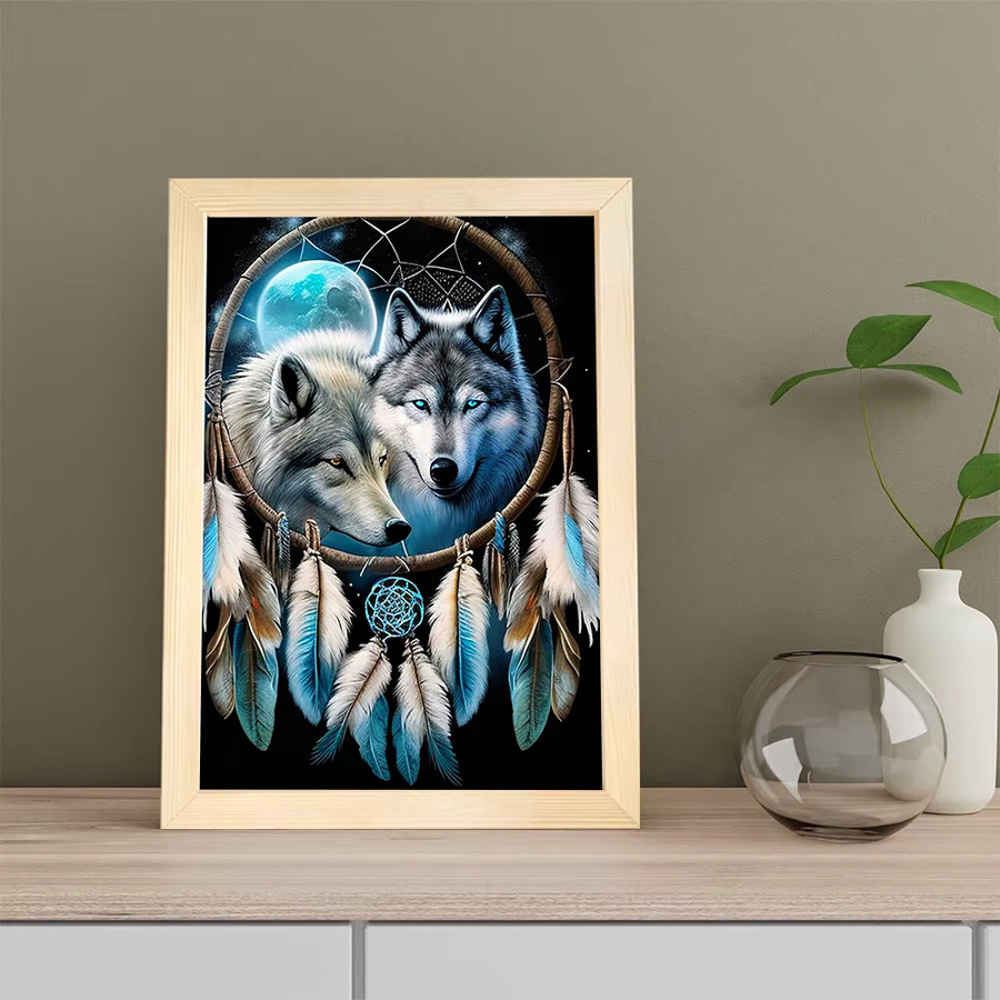 Evershine Kreuzstich-Set Wolf Traumfänger als 5D-DIY-Stickerei in Multicolour zur Wanddekoration B: 40 cm, H: 30 cm - Bild 3
