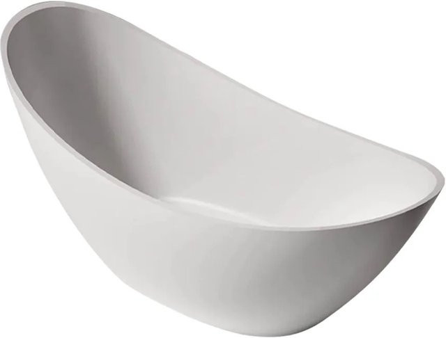 360Home Freistehende Mondförmige Badewanne aus Mineralguss in Weiß, B/T/H: 185 x 80 x 93 cm - Bild 1