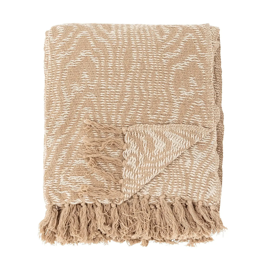 Bloomingville Plaid aus recycelter Baumwolle braun Okapi B/B: 130 x 160 cm - Bild 1