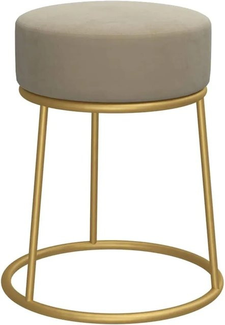 vidaXL Runder Hocker aus Samt in Dunkelgrau mit goldenem Metallgestell, Durchmesser: 30 cm, Höhe: 38 cm - Bild 1
