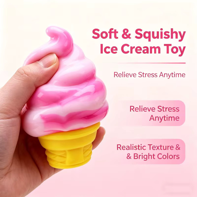 Schylling Buntes Eiscreme-Squishy-Spielzeug, Sensorisches Fidget-Quetschspielzeug - Bild 3
