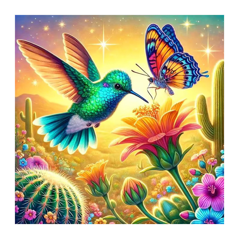 Huacan Diamant-Malerei Set mit Vogel, Schmetterling, Tieren und Blumen in Multicolour für die Heimdekoration (Rund) - Bild 4