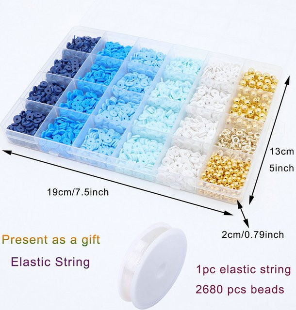 QIAO Armband-Set, blaue Tonperlen, goldene Abstandsperlen - Bild 1