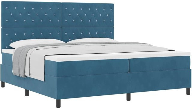 vidaXL Boxspringbett mit Matratze Dunkelblau B/T: 200 x 200 cm - Bild 1