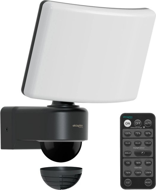 Oktaplex Cali LED Außenstrahler Anthrazit mit Bewegungsmelder, Fernbedienung und Master Funktion, IP65, Warmweiß - Bild 1