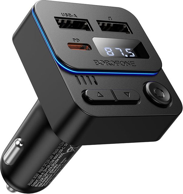 Borofone BC60 Hero Bluetooth FM Modulator in Schwarz mit 2 x USB-A und 1 x USB-C - Bild 1