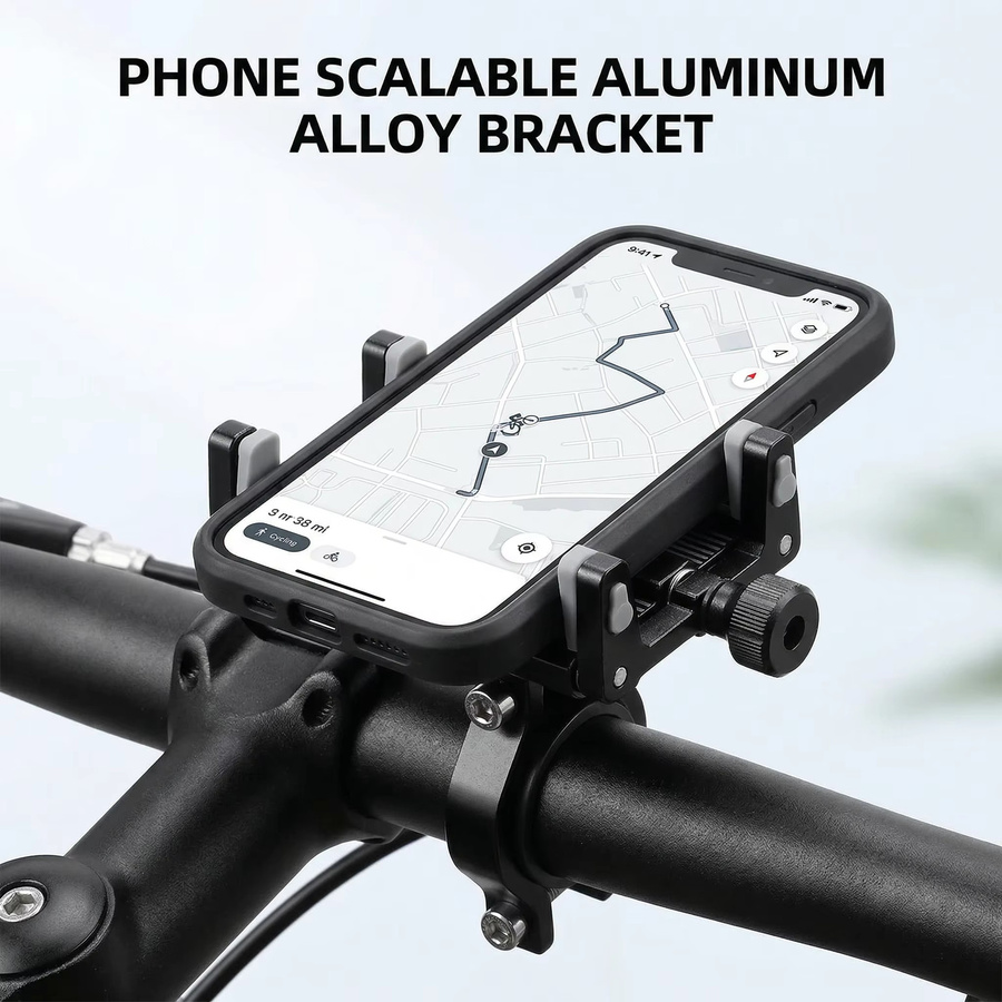 Skalierbare CNC Aluminium-Legierung Handyhalterung für Motorrad und Elektrofahrrad in Schwarz oder Grau - Bild 2