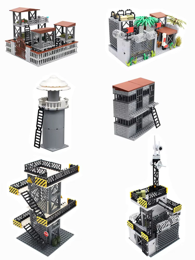 jile MOC Military Wire Mesh Scene Defense Watchtowers Command Bases Signal Towers Army Soldiers Figuren, Bausteine, Grau, Kunststoff - Bild 5