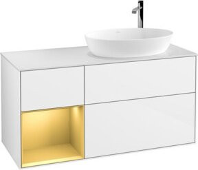 V&B Waschtischunterschrank Finion mit Wandbeleuchtung, Farbe Weiß mit Gold, Breite: 120 cm, Tiefe: 50,1 cm, Höhe: 50,1 cm - Bild 1
