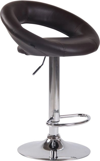 DELUKE Barhocker MEKIM in Braun mit Kunstleder und Silber, höhenverstellbarer Barstuhl mit Lehne und 360 Grad Drehbarkeit, B/T/H: 53 x 47 x 80 cm - Bild 1