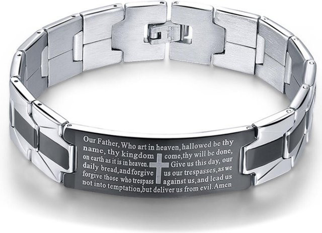 VQYSKO Armband, Edelstahl, schwarz-weiß, Geometrie, 9mm, Unisex - Bild 1