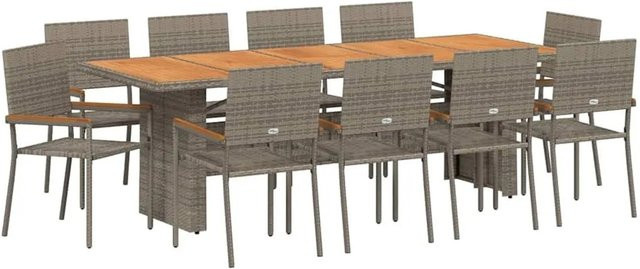 vidaXL Garten Essgruppe aus Poly-Rattan in Grau, 11-teilig - Bild 1