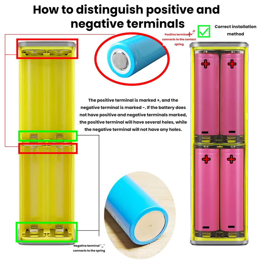 Gaqqee DIY Powerbank-Gehäuse Set Transparent mit LED-Licht, PD65W PD45W Schnellladefunktion für 8 Zellen 18650 Akkus, Schwarz - Bild 5