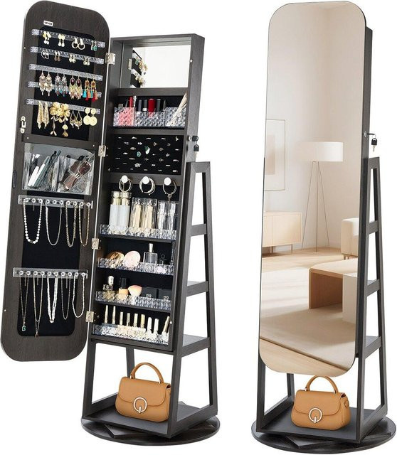 Buying Solutions, MB Schmuckschrank mit Ganzkörperspiegel, 360 Grad drehbar, Schwarz, Höhe: 160 cm, Tiefe: 55 cm - Bild 1