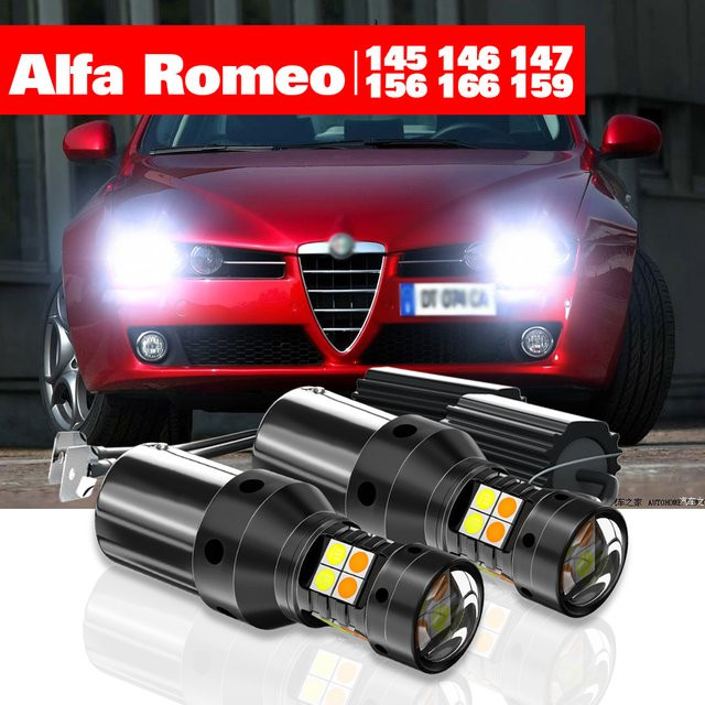 LECIBUBI LED-Dual-Modus-Blinker mit Tagfahrlicht DRL für Alfa Romeo 145 146 147 156 166 159, 2 Stück, Schwarz - Bild 1