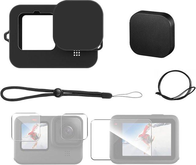 Andoer Sportkamera-Gehäuseset mit Linsenschutz aus gehärtetem Glas in Schwarz für GoPro 9 und GoPro 10 - Bild 1