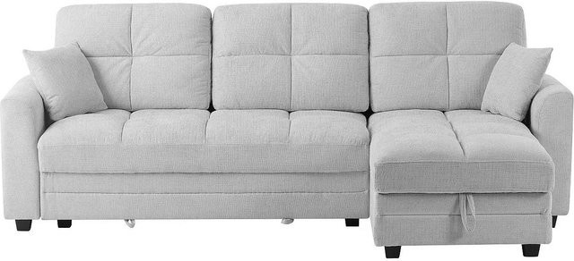 Vente-unique Schlafsofa Lumario in Lichtgrau mit L-Form, Polsterung aus Chenille-Stoff und Schlaffunktion, Breite: 260 cm, Tiefe: 155 cm, Höhe: 98 cm - Bild 1