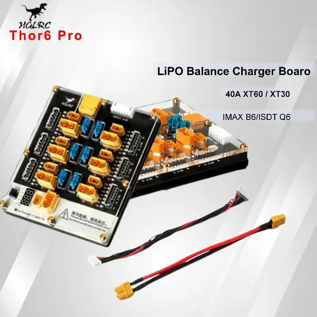 HGLRC Thor 6 Pro 40A Lipo Balance Board mit XT60 und XT30 Anschlüssen für 2-6S Entladung kompatibel mit ISDT HOTA IMAX B6 D6 Pro P6 Q6 Nano - Bild 1