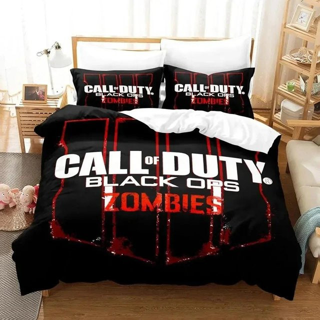 Call of Duty Emblem Logo Bettwäsche-Set von Binchi Outdoor Product in Schwarz, bestehend aus Bettbezug und Kissenbezug, B/H: 140 x 210 cm - Bild 1