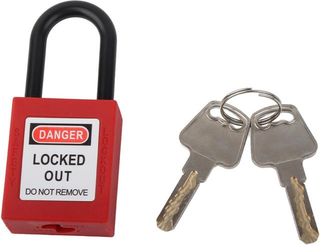 Meterk Sicherheitsvorhängeschloss aus Nylon in Rot und Grau mit Schlüsseln für Lockout-Tagout - Bild 1