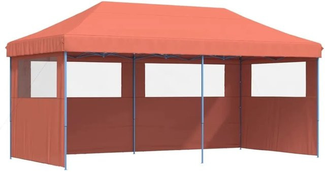 vidaXL Partyzelt Pop-Up Faltbar mit 3 Seitenteilen und transparenten Fenstern in Terrakotta, B: 315 cm, T: 292 cm, H: 292 cm - Bild 1