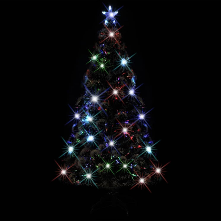 vidaXL Künstlicher Weihnachtsbaum mit Glasfaser-Beleuchtung und Ständer, Grün, Höhe: 180 cm - Bild 4
