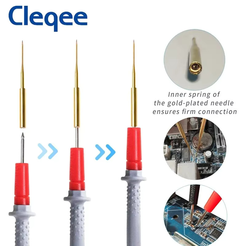 Cleqee P1505B Silikon-Multimeter-Messleitungen mit vergoldeten Nadeln und 4-mm-Bananensteckern, 1,5 m Kabel - Bild 3