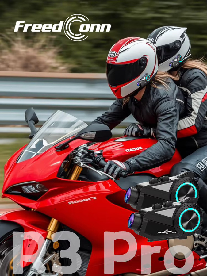 Freedconn Kabelloses Motorrad-Intercom mit DVR Dashcam, WiFi und App-Steuerung, Schwarz - Bild 6