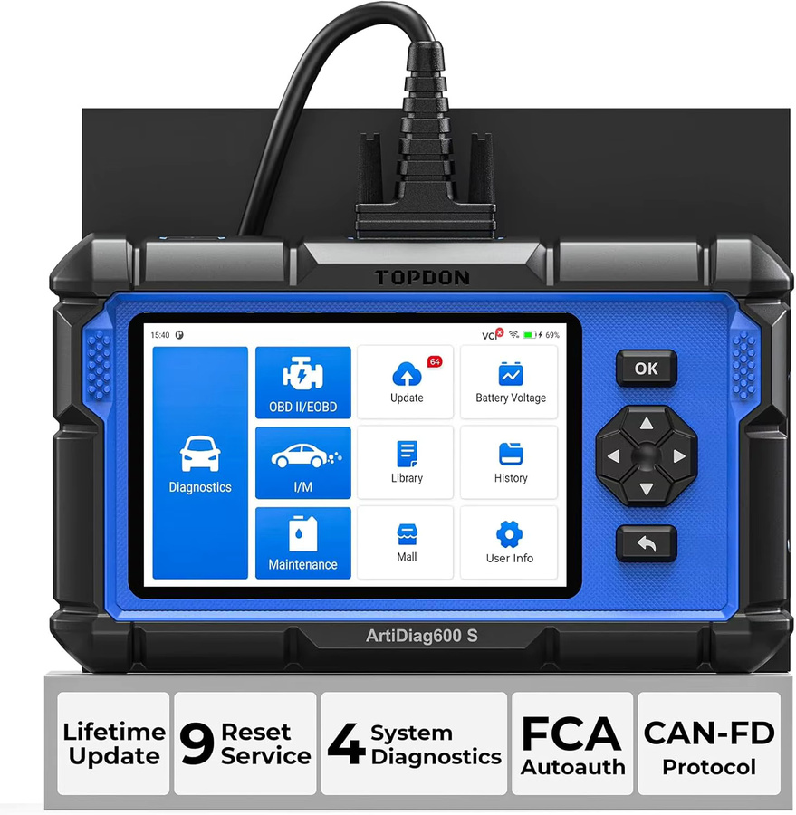 TOPDON Artidiag600S OBD2-Diagnosegerät in Schwarz mit lebenslangem Upgrade, Codeleser für ABS, SRS, AT und Motor sowie 9 Reset-Funktionen - Bild 7