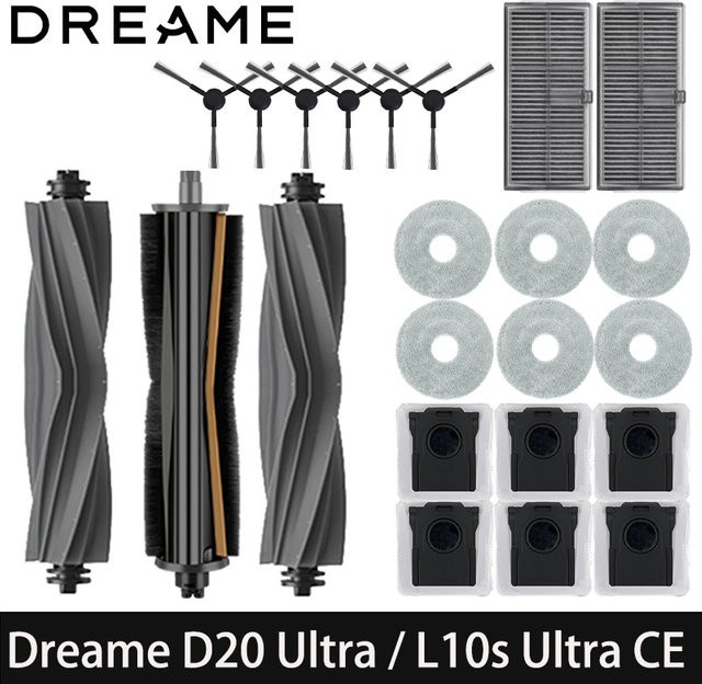 Dreame Ersatzteil-Set für D20 Ultra und L10s Ultra CE mit Hauptbürste, Seitenbürste, Wischtuch, HEPA-Filter und Staubbeuteln - Bild 1