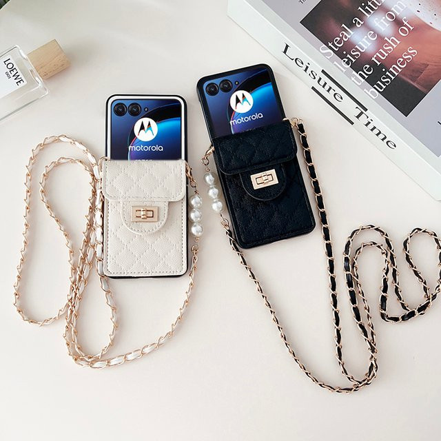 Pearl Umhängetasche als Handyhülle mit Kartenhalter und Brieftasche für Motorola Razr 50 Ultra und Motorola Razr 40 in Weiß - Bild 1