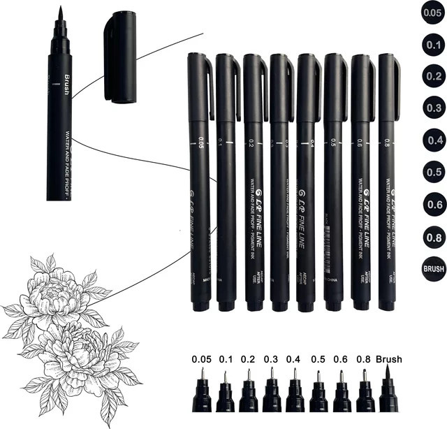 9-teiliges professionelles Kalligrafie-Set im chinesischen Stil mit schwarzen weichen Pinselstiften und porösen Spitzen für Malerei und Skizzenkunst - Bild 1
