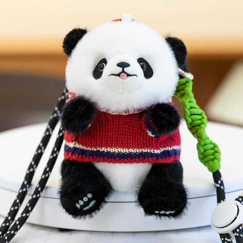 Yirongfang Panda Anzieh-Puppe Plüschpuppe Handy-Clip 14cm - Bild 1