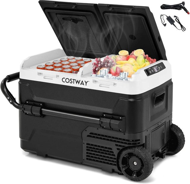 GOFLAME Kompressor-Kühlbox 40 l in Schwarz mit LED-Anzeige, USB-Ladeanschluss und Temperaturregelung von -20 bis 20 Grad Celsius, AC/DC Mini-Kühlschrank - Bild 1