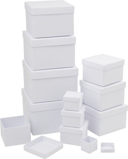 VBS Pappschachteln Quadrat in Weiß, 12er-Set - Bild 1