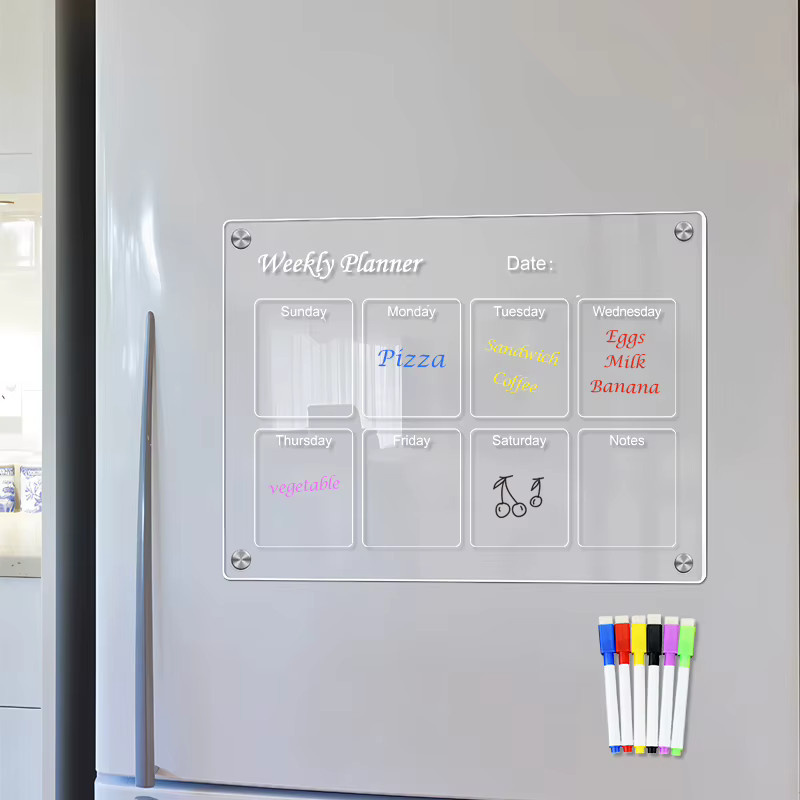 Transparenter Acryl-Wochenplaner und Monatskalender als magnetischer Kühlschrankplaner in A3 oder A4 - Bild 2