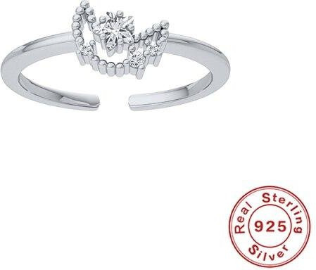 Ring 925 Silber, Stern Mond, Zirkonia, Damen - Bild 1
