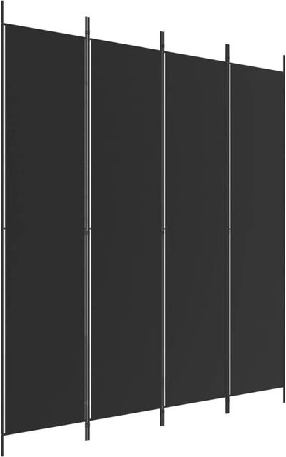 vidaXL Paravent aus Stoff in Schwarz, 4-teilig, B: 200 cm, H: 220 cm - Bild 1