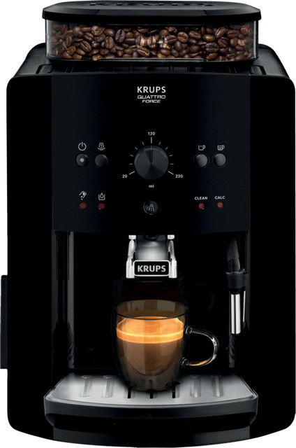 Krups EA8110 Kaffemaschine in Schwarz mit Dampflanze und Entkalkungsprogramm - Bild 1