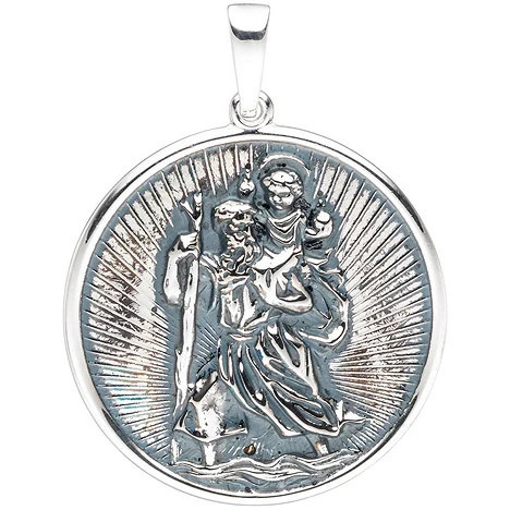 Colfem Anhänger Schutzpatron Christopherus, 925 Silber, rund, geschwärzt, Unisex - Bild 1